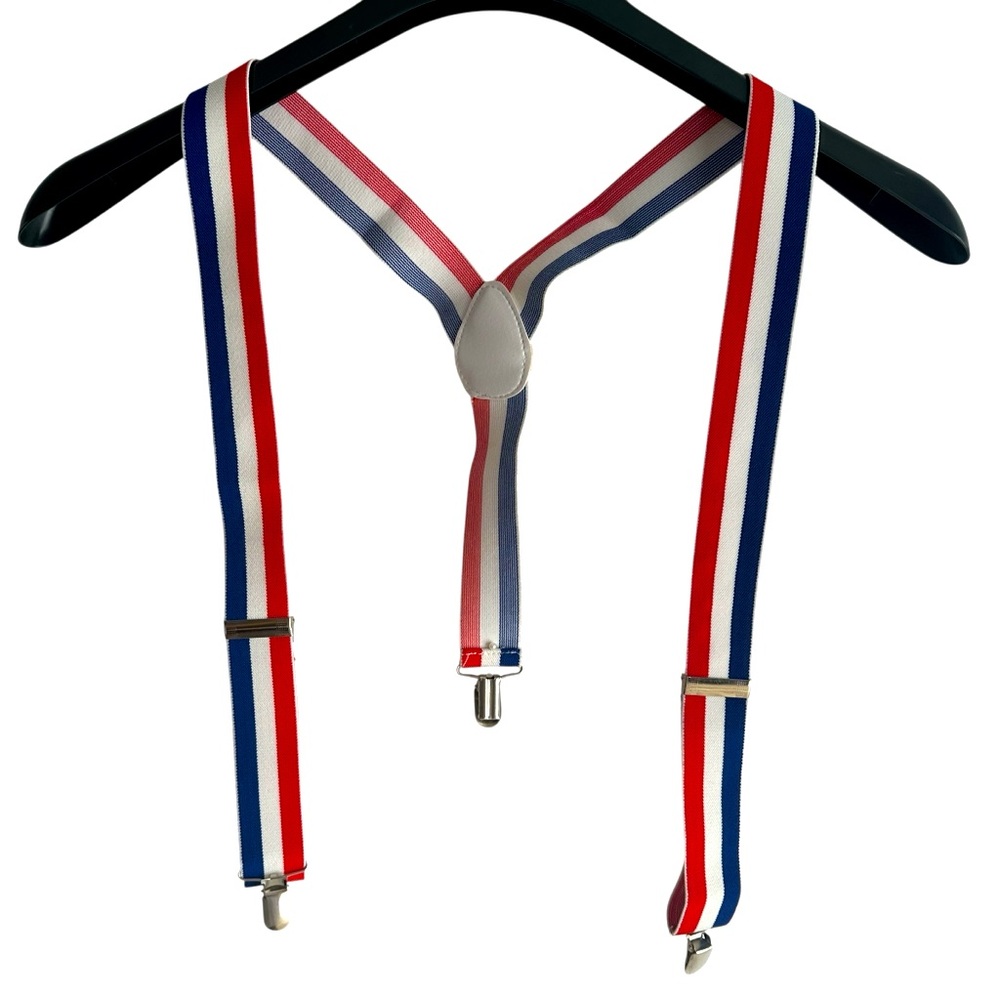 Classic Stretchy, Red, White and Blue Suspenders | Cip On Suspenders OS